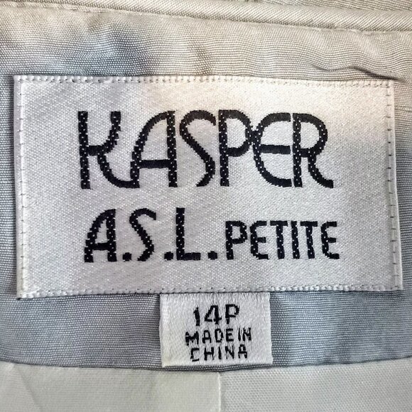 Kasper Dusty Blue Stripe Silk Dupioni Jacket - Picture 5 of 6